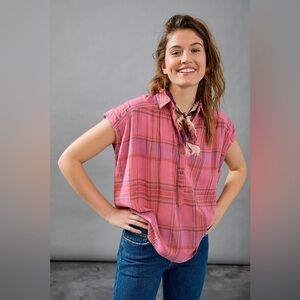 Anthropologie‎ Pilcro The Serena Surf Henley Blouse Women’s Size Small